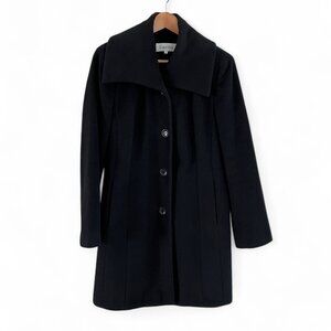 Calvin Klein 60% wool shawl collar medium length black dress coat Size 8